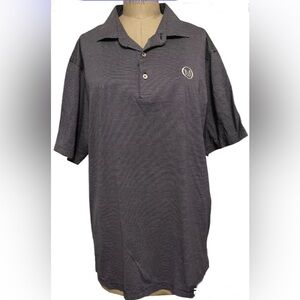 Peter Millar Comfort Golf Polo Short Sleeve Mens Blue White Striped Shirt Sz lrg